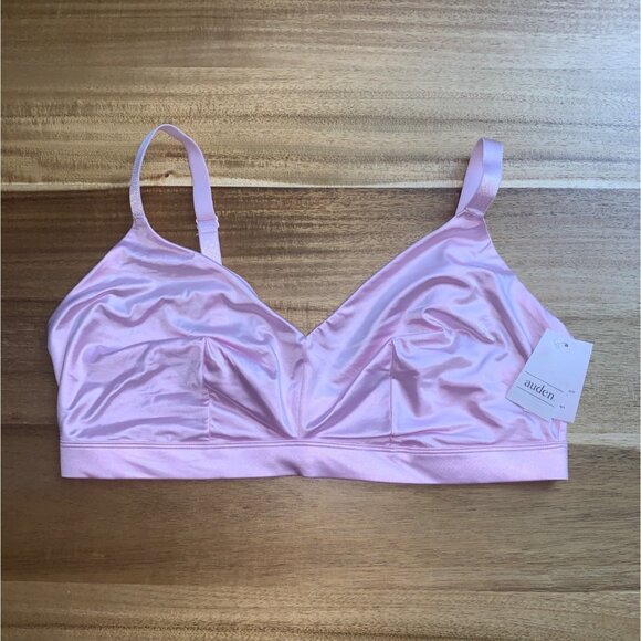 Auden Satin Unlined Wirefree Triangle Bralette Pink Adjustable Straps Size XXL - Picture 5 of 9